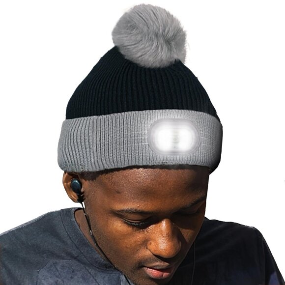 Rechargeable LED Beanie Hat with Light, Unisex, Machine Washable